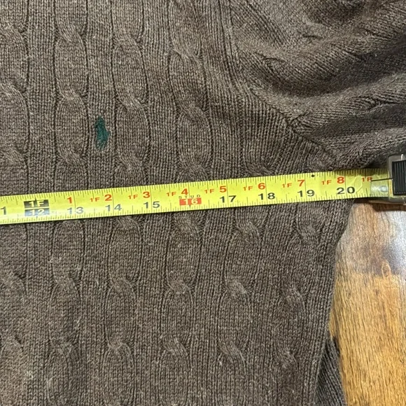 MEN’S POLO BY RALPH LAUREN 100% SILK BROWN SWEATER. CABLE KNIT - Picture 10 of 12